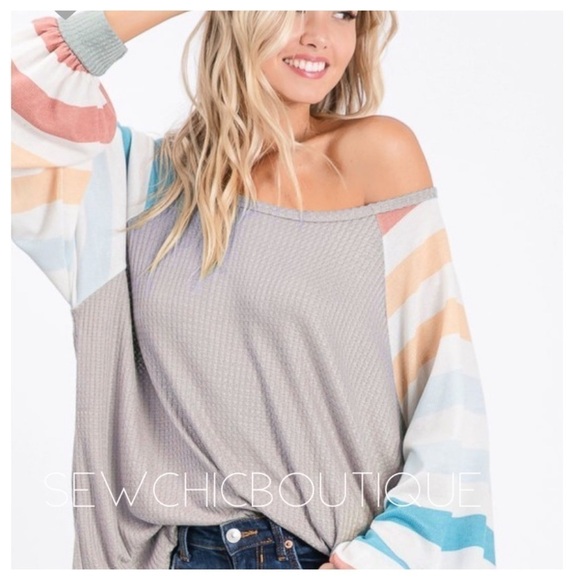 Blush Thermal w/ Multi color Balloon sleeves - Picture 1 of 5